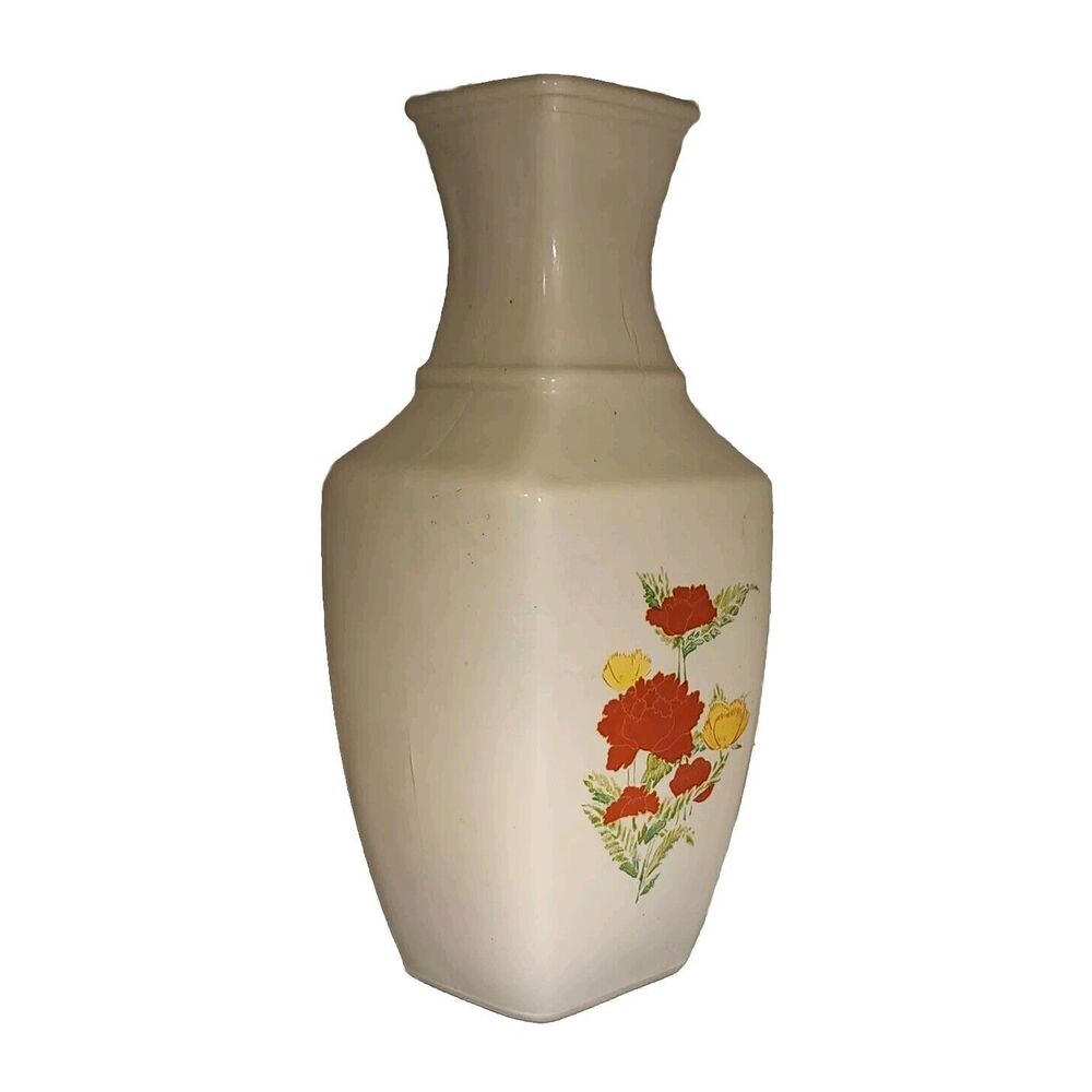 IMARI Bud Vase Milk Glass Orange Multi Floral 7" Avon 1991 - Picture 3 of 12
